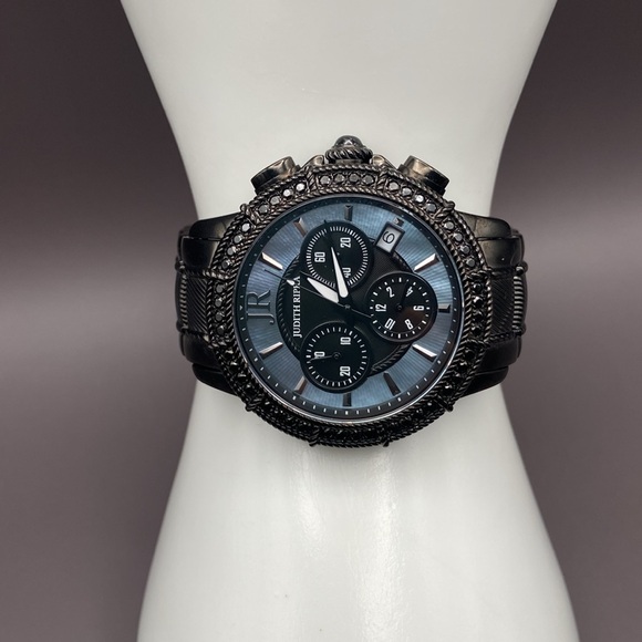 Judith Ripka Stainless Steel Chronograph Textured Watch Black Average - Picture 5 of 11